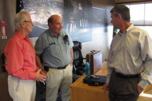 Port of Camas-Washougal Commissioners Bill Macrae-Smith and Bill Ward talked with John Spencer after the commission meeting Tuesday. Macrae-Smith and Ward appointed Spencer to serve as the District 1 commissioner. Spencer will take his oath of office on Oct. 6.                               