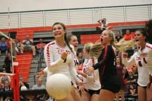 The looks on the faces of Natalie Scholtes, Colleen McAvoy, Aubrey Stanton, Erika Weber, Madison Pfaff and Keelie LeBlanc say it all after the Camas volleyball team beat No. 1 ranked Battle Ground Sept. 29, at Battle Ground High School.