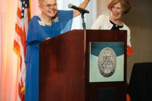 First Citizen Henriksen was presented with a an honorary plaque and a $1,000 contribution to Clark County Teen Talk, a teen mentoring program. It was the first time a Camas resident was a recipient of the award since its inception in 1939.  (Photo courtesy of Ryan Flood)