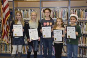 Washougal students fared well in the local VFW essay contest. Pictured are Anna Chafee, Emelia Warta, Madison Dodge, Brooklyn Lowe and Aidan Hasselbrush of Gause Elementary. 