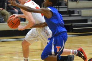 Tanner Fogle scored 14 points to help the Papermakers beat Benson Tech 70-36 for their first win of the season Dec. 22, at Camas High School. Photo courtesy of Kris Cavin