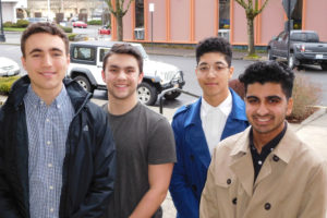 Camas High School seniors Quentin Lebeau, Cameron Vega, Juliyen Davis and Satya Hariharan are developing an application to make parking in popular areas more accessible. 