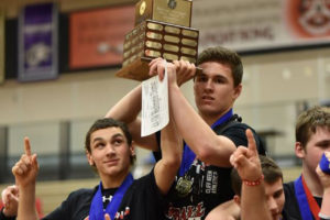 Camas wrestled the district championship away from Union for the first time in seven years Saturday, at Camas High School. (Blake Schnell/Lacamas Magazine)