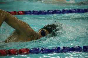 Isaiah Ross sets a district meet record time of 5:02.75 in the 500-meter freestyle Saturday. Ross is the first Washougal High School swimmer to become a district champion. 