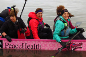 Jill MacKenzie (middle row) has made lifelong friendships on the Catch 22 dragon racing boat at Vancouver Lake. She cannot wait to compete with them in Australia. "It's going to be a great time with teammates who are like family to me," she said. "We're all excited for this adventure. We may never get this chance again." 