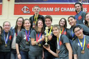 The WHS Science Olympiad team celebrates after clinching a spot in the state tournament.  (Contributed photo)