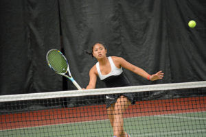 Hannah Gianan clinched second place for Camas in the district tournament Friday, at Club Green Meadows. On Saturday, she beat Skyline's Dora Varsa 6-1, 6-1 in a bi-district playoff match to qualify for state for the third year in a row. 