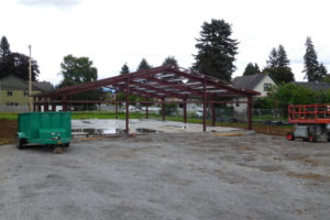 After a long delay, the new Camas Montessori School building is beginning to take shape. Director Donna Hargrave is hoping construction will be complete over the summer, so that students can begin classes at the new location in the fall.