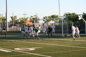 Jordan Jones of the Portland Timbers U23 team scores Portland's only goal against the Seattle Sounders U23s in Saturday's game at Doc Harris Stadium. The Timbers lost 2-1. (Matthew Svilar/Post-Record)