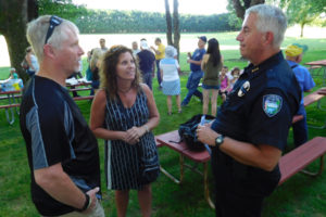 Camas Police Chief Mitch Lackey talked to attendees of the appreciation event. 