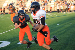 Tyler Bowlin takes the football down the field for Washougal during a scrimmage. The Panthers host West Seattle in their first game of the season Friday, at Fishback Stadium. Kickoff is at 7 p.m. 