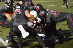 The Camas defense put the breaks on a Graham-Kapowsin football team that averaged 53 points a game Friday, at Doc Harris Stadium. The Papermakers beat the Eagles 55-6. 