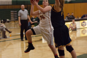 Alyssa Blankenship (left) earned the Freshman of the Year award in the Cascade Collegiate Conference. The 2016 Washougal High School graduate averaged 15.5 points, 5.7 rebounds, 2.5 assists and 1.6 steals a game for the Walla Walla University women's basketball team. (Photo courtesy of Patrick Anderson)