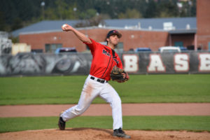 Sam Christopher pitched six quality innings for the Papermakers Friday, at Battle Ground High. The Camas team beat the Tigers 8-6. 