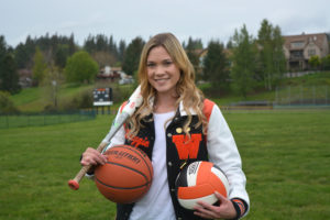 Maggie Hungerford plays softball, basketball and volleyball for Washougal High School, while maintaining a 3.7 GPA. 