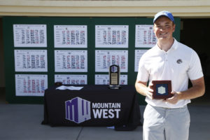 Brian Humphreys won the Mountain West men's golf championship for Boise State University April 23, in Tucson, Arizona. The freshman from Washougal fired rounds of 67, 68 and 69 to finish 12-under par on the Catalina Course at the Omni Tucson National Resort. (Photo courtesy of Tim Nwachukwu)