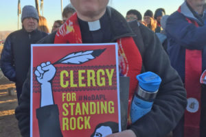 Photo contributed by Kristina Gonzales.
Known for her ministerial work as well as her environmental advocacy, Camas United Methodist Church Pastor Richenda Fairhurst is pictured here at Standing Rock in North Dakota, where she joined more than 500 clergy and religious leaders in November 2016, to stand in solidarity with the Standing Rock Sioux Nation in their opposition to the controversial Dakota Access crude oil pipeline.