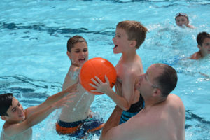 Basketball continues to be a fun activity for children and adults at the Camas Municipal Pool, located in Crown Park at N.E. 17th Ave. More than 250 swimmers visited the only outdoor pool in Clark County on opening day June 26. The pool will be open through Saturday, Aug. 26. Admission is $4. For more info, call 360-817-556 or visit www.cityofcamas/us/parks.