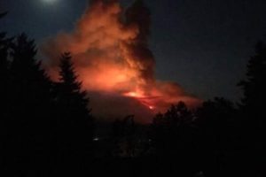 A view from Skamania County of the Eagle Creek Fire burning on the Oregon side of the Columbia River Gorge over Labor Day Weekend. Photo by Mike Gallagher