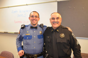 Washougal Police Sgt. Brad Chicks (right) celebrated his retirement Monday, Nov. 20, with his son, Bradley Chicks Jr. (left), a Washington State Patrol Trooper. Sgt. Chicks' 35-year career in law enforcement started as a reserve officer with the Ridgefield Police Department. He has worked for the Washougal Police Department since July of 1983. (Contributed photos courtesy of Washougal Police Department)