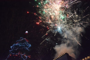 Fireworks erupt above downtown Camas during the 2017 Hometown Holidays celebration. These fireworks were part of a city-sanctioned event, but Camas still allows consumer fireworks to be used on July 3, as well as the July Fourth and New Year's Eve holidays.  City leaders are now reconsidering that ordinance, and could vote to restrict hours/days, move to allow only "safe and sane" fireworks, or ban them altogether. (Post-Record file photo)