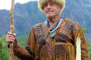 Award-winning Lewis and Clark historian Roger Wendlick dresses as George Drouillard, the "third most important member of the Corps of Discovery," for a day of outdoor education at the Doetsch Day Use Area near Beacon Rock, about 18 miles east of Washougal in the Columbia River Gorge, on June 14. 