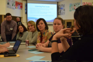 Administrators, parents, staff and community members come together for a "Safety Listening Post," hosted by the Camas School District, on March 20, at Liberty Middle School. The goal for the post was for community members to be provided information on the district's practices in regards to safety, and share concerns and ideas that they have for the district. The Citizen's Advisory Committee has reviewed the feedback from the listening posts held at Liberty and Skyridge Middle School, along with online responses, and came up with six priority areas the district could focus on related to the safety of students and staff. (Post-Record file photo)