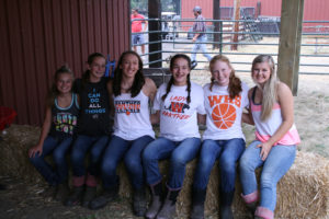 These Washougal Panthers have lived near each other, played basketball together and shown animals in 4-H since early childhood. Pictured from left to right are: Taylor Gibbons, Jaiden Bea, Beyonce Bea, Skylar Bea, Savea Mansfield and Ashley Gibbons.