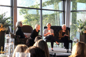 United States Sen. Patty Murray, the highest-ranking woman in the Senate (second from left) joins lecture host Lee Rafferty (left), Washington state Sen. Annette Cleveland (second from right) and former Camas Mayor Nan Henriksen (right) at the Greater Vancouver Chamber of Commerce's Women in Leadership Lecture Series, held Tuesday, Oct. 30, at the Black Pearl event center near Washougal Waterfront Park. 