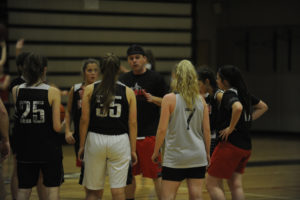 New head coach Scott Thompson goes over details of the offense during practice. Thompson coached the varsity boys at Fort Vancouver for nine seasons, but lived in Camas the entire time and is happy to be leading a young, talented Papermakers team.