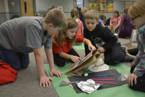 Cape Horn-Skye students (from left to right) Brayden Aubrey, Teagan Berg, Jaxon Dunham and Emma Engel compete in a Dec. 13 "Battle of the Books" tournament. (Rene Carroll, for the Washougal School District)