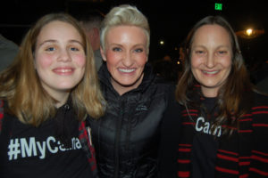 Amanda Brinkman (center) host of the show "Small Business Revolution -- Main Street" meets with MyCamas supporters, Brianna Gonser (left) and Maria Gonser (right) during the reality show crew's visit to Camas in early January. (Photos courtesy of Downtown Camas Association)