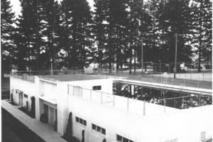 A vintage photo of the Camas Municipal Pool. The 65-year-old public swimming pool closed in 2018, and is set to be demolished in late February. (Photo courtesy of Camas Parks and Recreation Department)