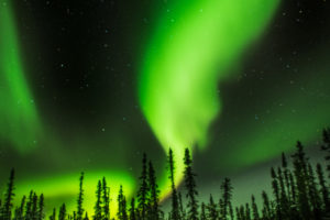 This photo of the Aurora Borealis lights in Alaska by Camas photographer Dale C. Larson hangs in the front room of the Second Story Gallery in downtown Camas through Saturday, April 27, along with many more of his photographs.