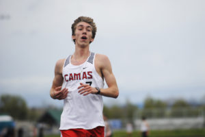 Camas senior Daniel Maton cruises to victory, lapping most competitors in the 3,200-meter at Skyview High School.  The two-time state champion in the 800-meter and 1,600-meter will run for the University of Washington next season.