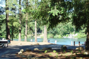 (Photo courtesy of city of Camas) A new community aquatics center in Camas could be located directly across from the city's Heritage Park (pictured here) near Lacamas Lake. Voters will decide the $78 million bond issue in the November general election.