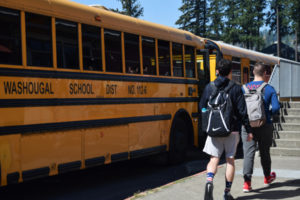 Washougal High School students head for the buses after the first day of the 2018-19 school year on Friday, Sept. 7, 2018. The Washougal School Board is expected to adopt a proposed $45.8 million budget for the 2019-20 school year during its Aug. 27 meeting. (Post-Record file photo)