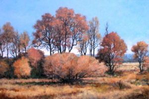 This original "La Center Bottoms" oil painting by artist Jim Gola, which measures 34-by-36 inches, is being auctioned off to benefit the nonprofit Second Story Gallery at the Camas Public Library in downtown Camas. The painting is on display as part of the current, two-month show by Northwest Oil Painters Guild members, which runs through September. The gallery will take silent bids for the painting until 3:30 p.m., Saturday, Aug. 31. The silent-auction bid sheet can be found on an easel inside the Second Story Gallery, located on the second floor of the Camas Public Library at 625 N.E. Fourth Ave., Camas. (Contributed photo courtesy of Second Story Gallery)