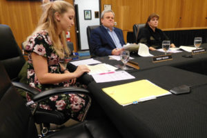 Washougal High School (WHS) junior Lauren Boyles (left) listens to a presentation during a Washougal City Council workshop in November 2018. Council members this month approved a motion to implement a series of changes to the Council's process for selecting its student representative. (Post-Record file photo)