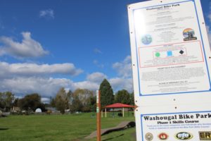 The bike skills course at Hamllik Park in Washougal includes natural rock and cedar log features, ladder bridges and ramps. (Doug Flanagan/Post-Record)