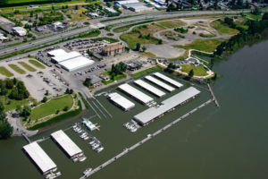 An aerial view of Port of Camas-Washougal properties shows the marina and Washougal Waterfront Park and Trail. The Port's mixed-use waterfront development plans kicked into high gear in 2019. (Post-Record file photo)