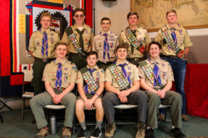 Eleven Washougal boy scouts from Troops 497 and 462 have earned Eagle badges. Front row, left to right: Conrad Jones, Spencer Perkins, Henry Jones and Braden Harness. Back row, left to right: Thomas Hines, William Weihl, Dallin Kanzler, Nolan Purkerson and Tommy Liston. Not pictured: Ryan Perkins and Jaden Moore. (Contributed photo courtesy of Heather Purdin Photography)