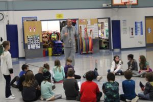 Gause Elementary School physical education specialist Mark Bauer instructs a group of students during a class Jan. 6. (Doug Flanagan/Post-Record)