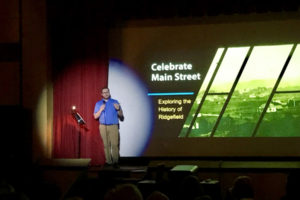 Brad Richardson, director of the Clark County Historical Society and Museum, talks at a "Celebrate Main Street" history event in Ridgefield in May 2019. The historical society received a grant from the Camas-Washougal Community Chest to do a similar event at the Liberty Theatre in downtown Camas on July 2. (Contributed photos courtesy of Clark County Historical Society and Museum)