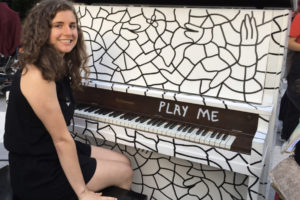 Contributed photo courtesy Amara Farah
Washougal High School student Amara Farah sits at a "Piano Push Play" in Portland on June 28, 2019.