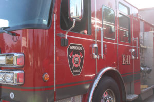 A fire engine stands outside the Camas-Washougal Fire Department's Station 41 in downtown Camas in October 2020. (Kelly Moyer/Post-Record)