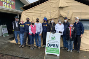 Members of the Camas-Washougal Rotary Club gather on Nov. 14, 2020, in Sublimity, Ore., to help victims of the Santiam Canyon wildfire. (Contributed photo courtesy of the Camas-Washougal Rotary Club)