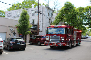 A Camas-Washougal Fire Department fire engine responds to a call in downtown Camas in 2017. (Kelly Moyer/Post-Record files)