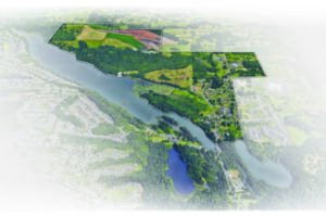 An illustration shows the city of Camas' North Shore, a nearly 900-acre swath of land that extends to the northern Camas city limits and is bordered by Lacamas Lake, Northeast 232nd Avenue and Everett Street. (Illustration courtesy of the city of Camas)