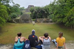 Washougal High School students (from left to right) Mariah Moran, Blake Scott, Josiah Aiton and Jessica Troyer look at the ruins of Xunantunic,  an ancient Mayan city, during an educational tour of Belize in July. (Contributed photo courtesy Rochelle Aiton-Quested)